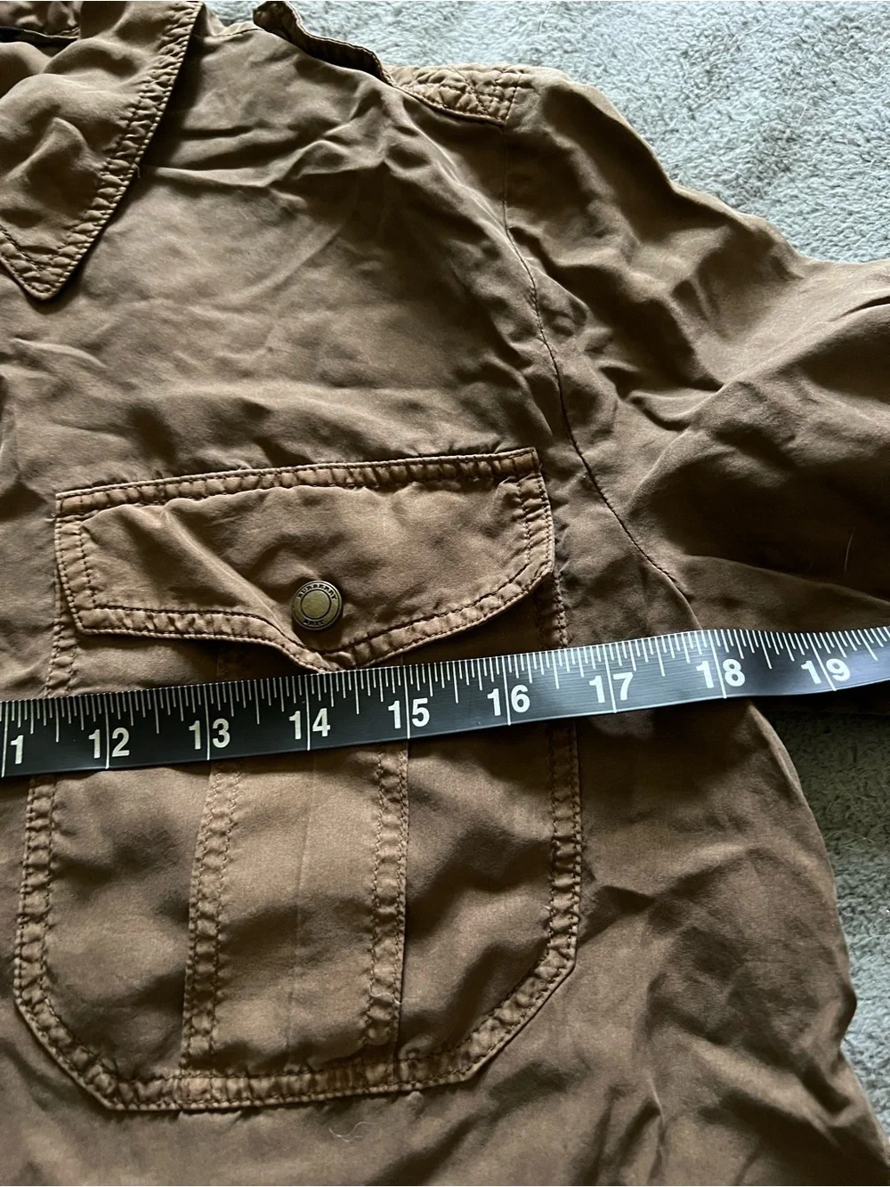 Burberry Brown Button-Front Long Sleeve Silk Dress